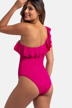 Dorina Bañador asimétrico volante rosa