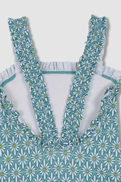 Crianças Gocco Bañador estampado flor geométrica azul claro