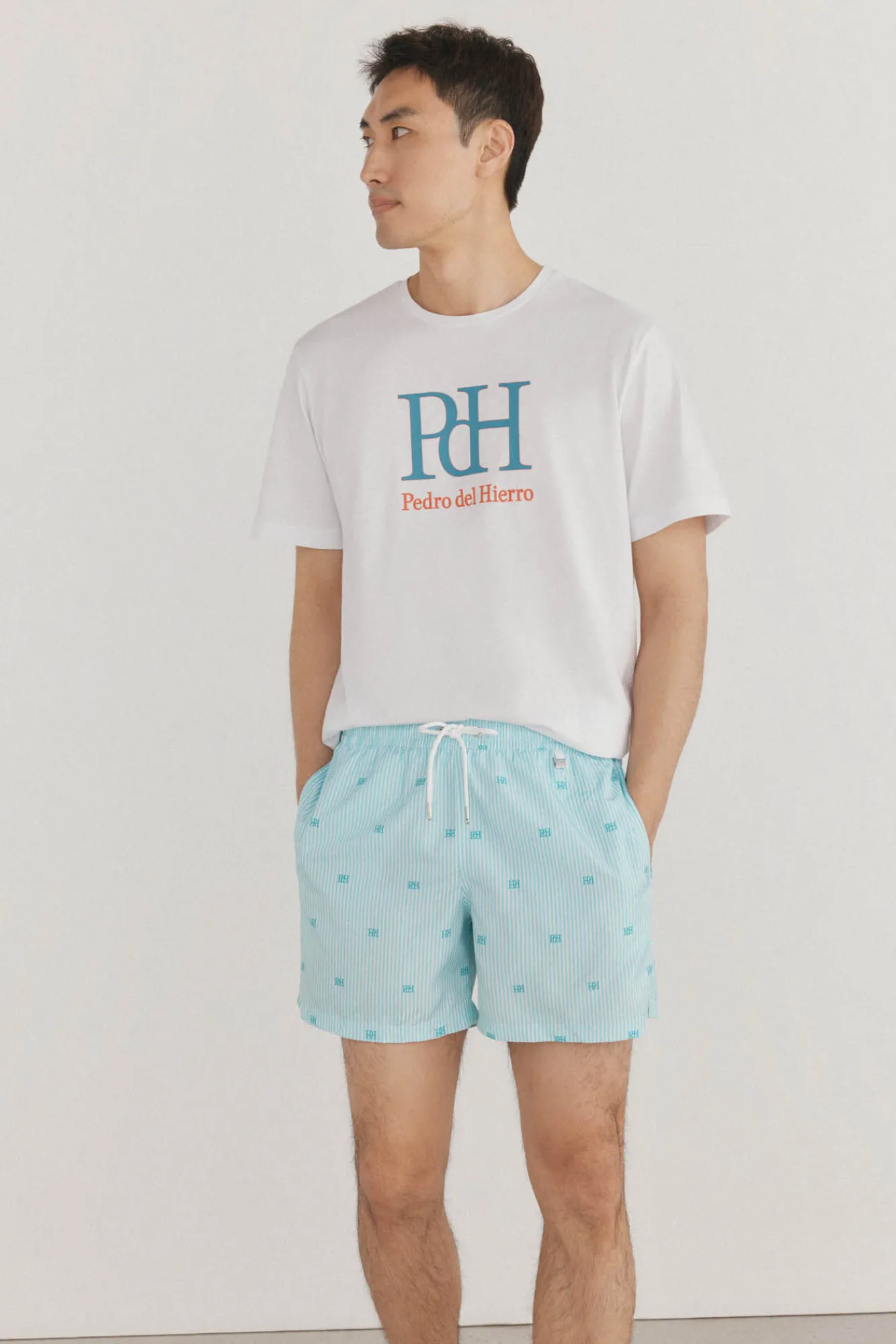 Pedro del Hierro Bañador estampado rayas logos