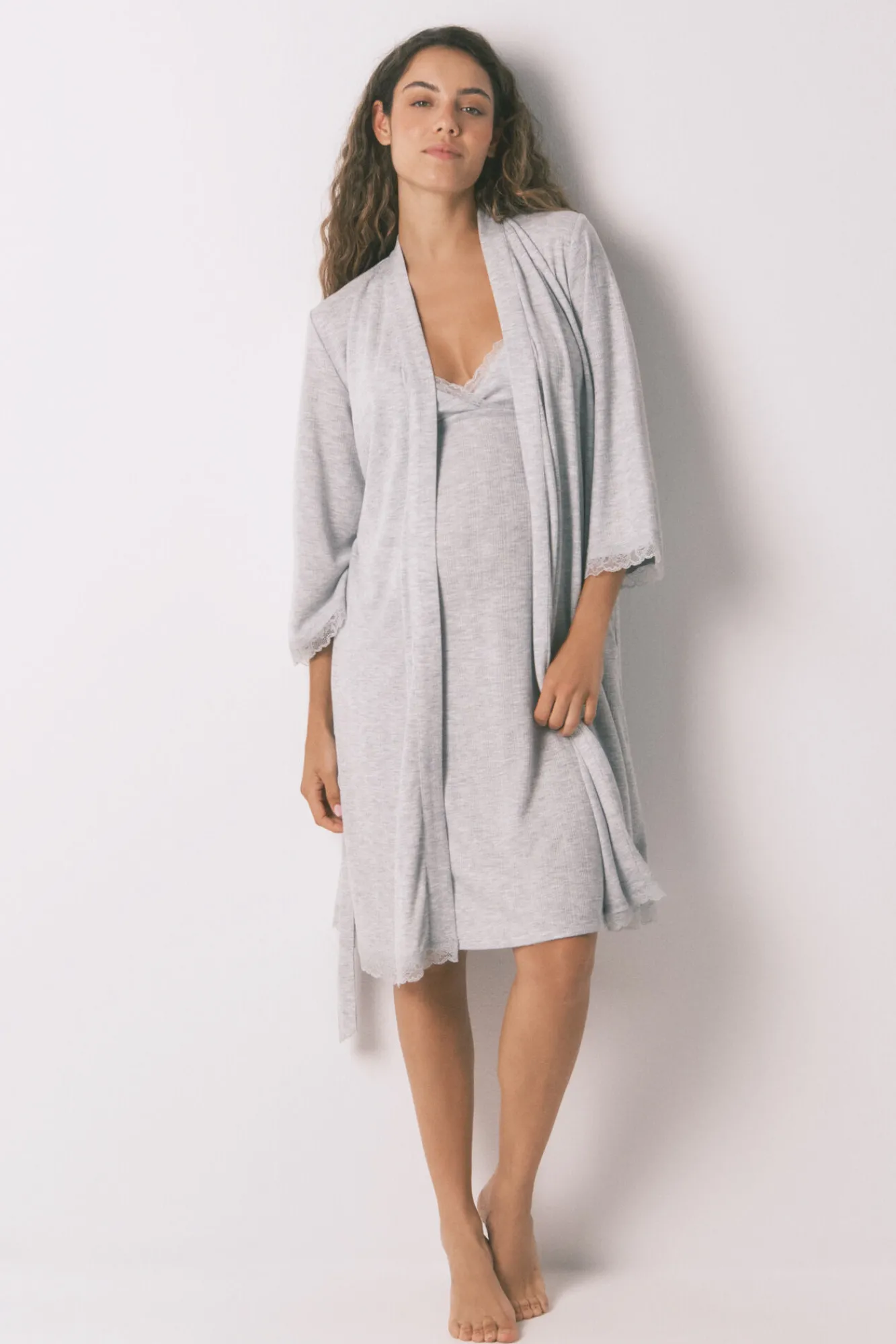 Women'secret Bata larga "maternity" pointelle oscuro