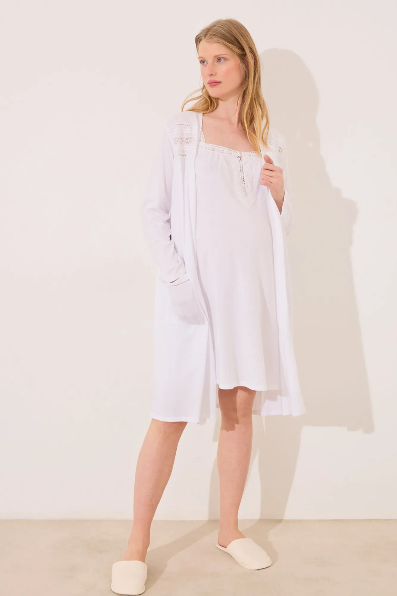 Women'secret Bata midi "maternity" blanco