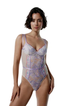Black Limba Bodyencaje y mesh print flores Arden
