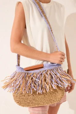 Women'secret Bolso mediano rafia flecos