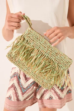 Women'secret Bolso pequeño rafia flecos