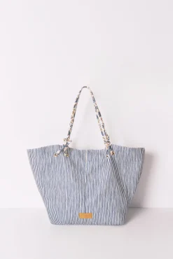 Women'secret Bolso shopper canvas rayas