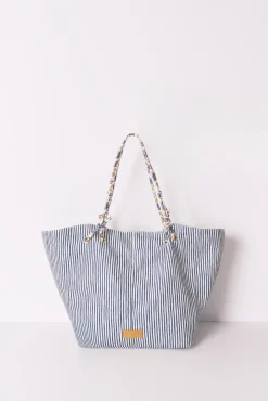 Women'secret Bolso shopper canvas rayas