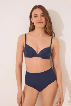 Women'secret Braga alta microfibra oscuro
