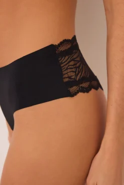 Women'secret Braga ancha brasileña microfibra y encaje negra