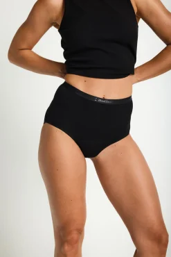 Modibodi Braga menstrual clásica brief alta bambú negra absorción ligera moderada