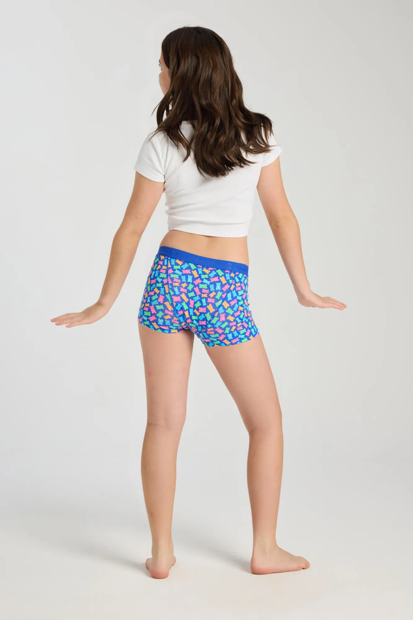 Modibodi Braguita menstrual adolescente hipster boyshort algodón orgánico Candy Bear Blue absorción Moderada Abundante
