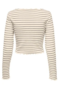 Only Camiseta corta manga larga bordes ondulados