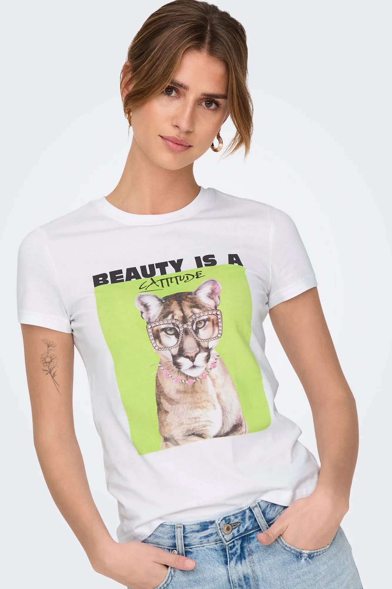 Only Camiseta de manga corta con dibujo frontal