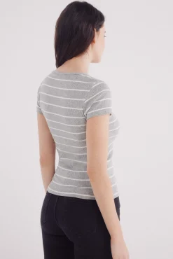 Springfield Camiseta escote redondo canalé