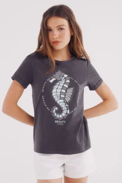 Springfield Camiseta gráfica marina