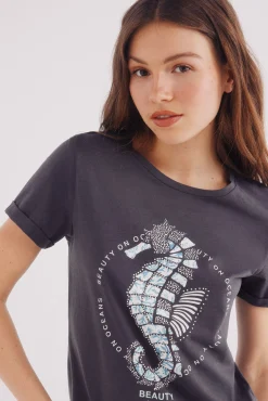 Springfield Camiseta gráfica marina