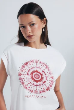 Springfield Camiseta gráfica étnica mangas lace