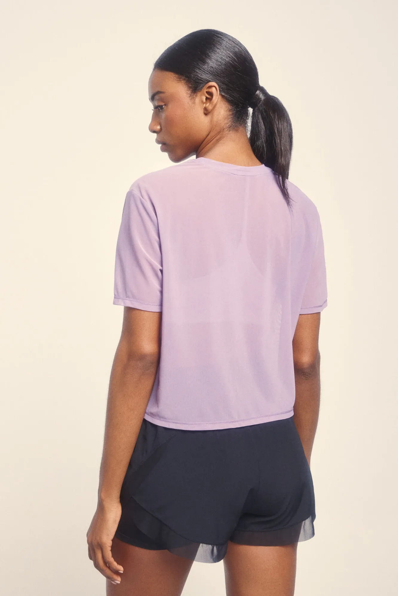 Dash and Stars Camiseta manga corta mesh lila