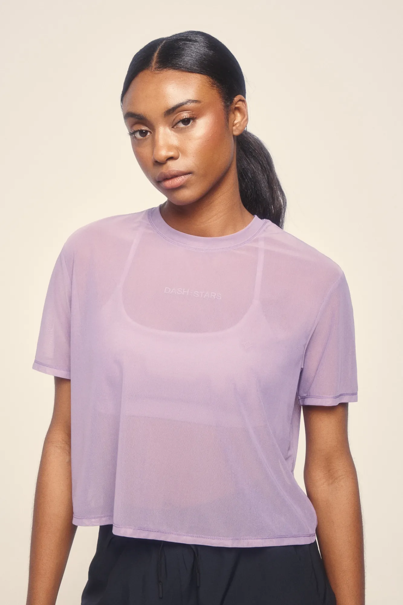 Dash and Stars Camiseta manga corta mesh lila