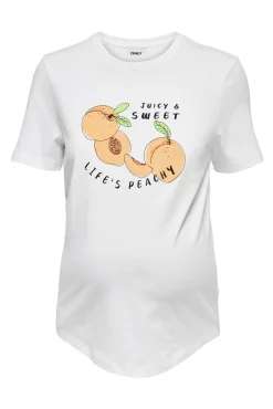 Only Maternity Camiseta manga corta premamá, 100% algodón y diseño frontal.