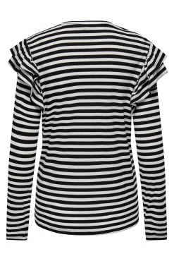 Only Maternity Camiseta rallas premamá manga larga y volantes