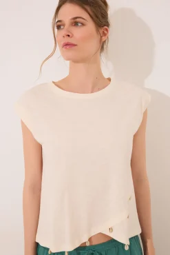 Women'secret Camiseta sin mangas 100% algodón blanca