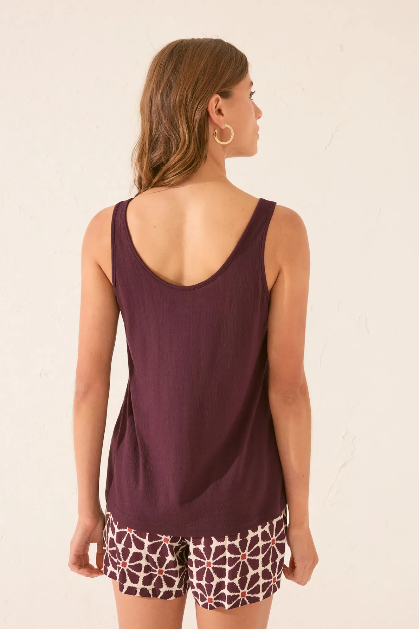 Women'secret Camiseta tirantes viscosa granate