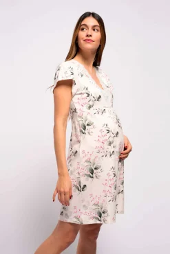 Ohma! Camisón lactancia manga corta de flores