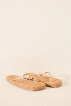 Women'secret Chanclas esparto punta cuadrada tira brillo