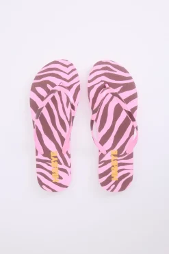 HI&BYE Chanclas print cebra logo