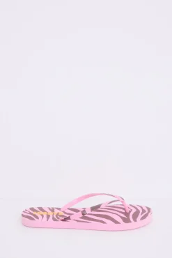 HI&BYE Chanclas print cebra logo