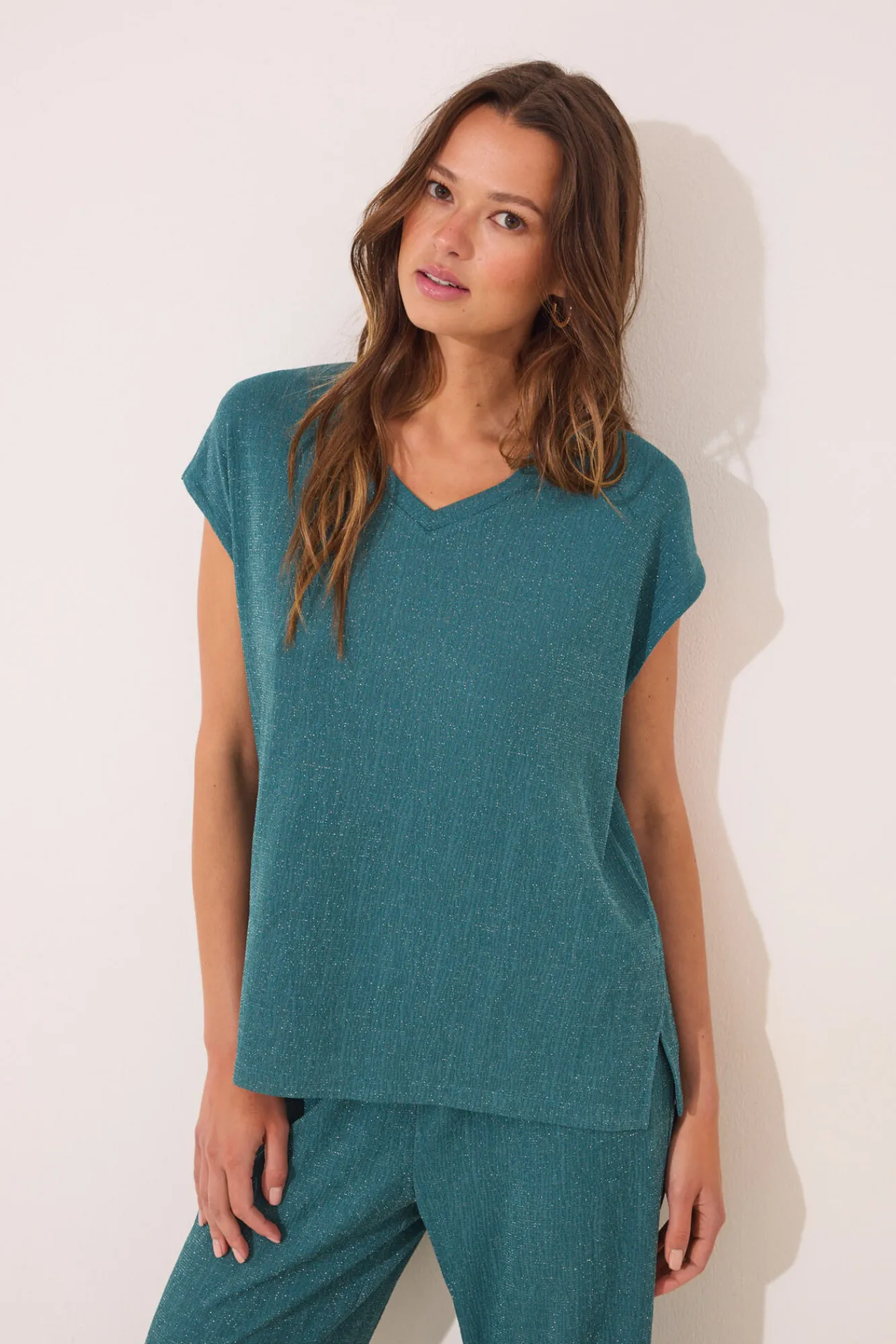Women'secret Conjunto pantalón y camiseta lurex