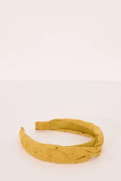 Women'secret Diadema pelo bordado suizo mostaza