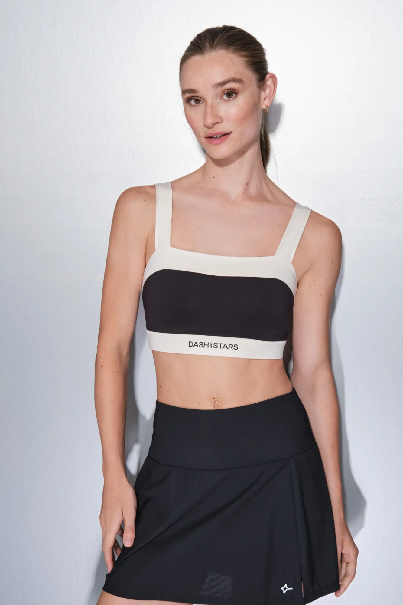 Dash and Stars Falda microfibra negra malla interior