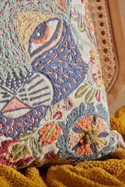 Calma House Funda de cojín con motivos felinos bordados Feli