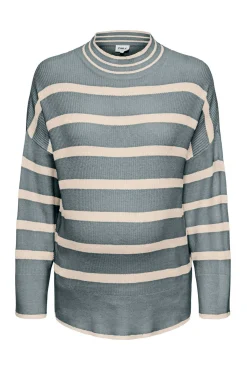 Only Maternity Jersey de lana con cuello alto y hombros caídos a rallas