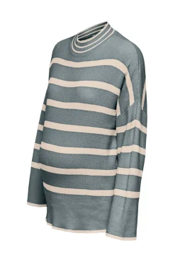 Only Maternity Jersey de lana con cuello alto y hombros caídos a rallas