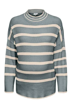 Only Maternity Jersey de lana con cuello alto y hombros caídos a rallas
