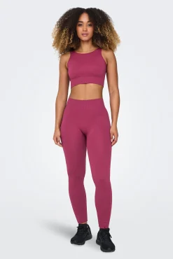 Only Play Leggings Seamless de cintura alta canalé
