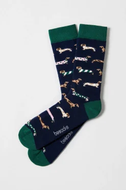 Long navy blue socks in organic cotton