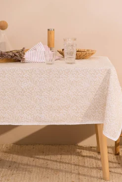 Textura Mantel antimanchas con lino hojas 4pax.