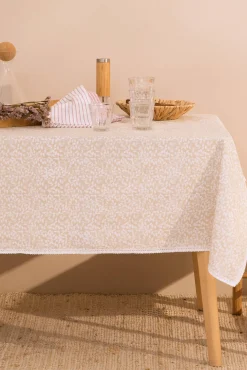 Textura Mantel antimanchas con lino hojas 6pax.