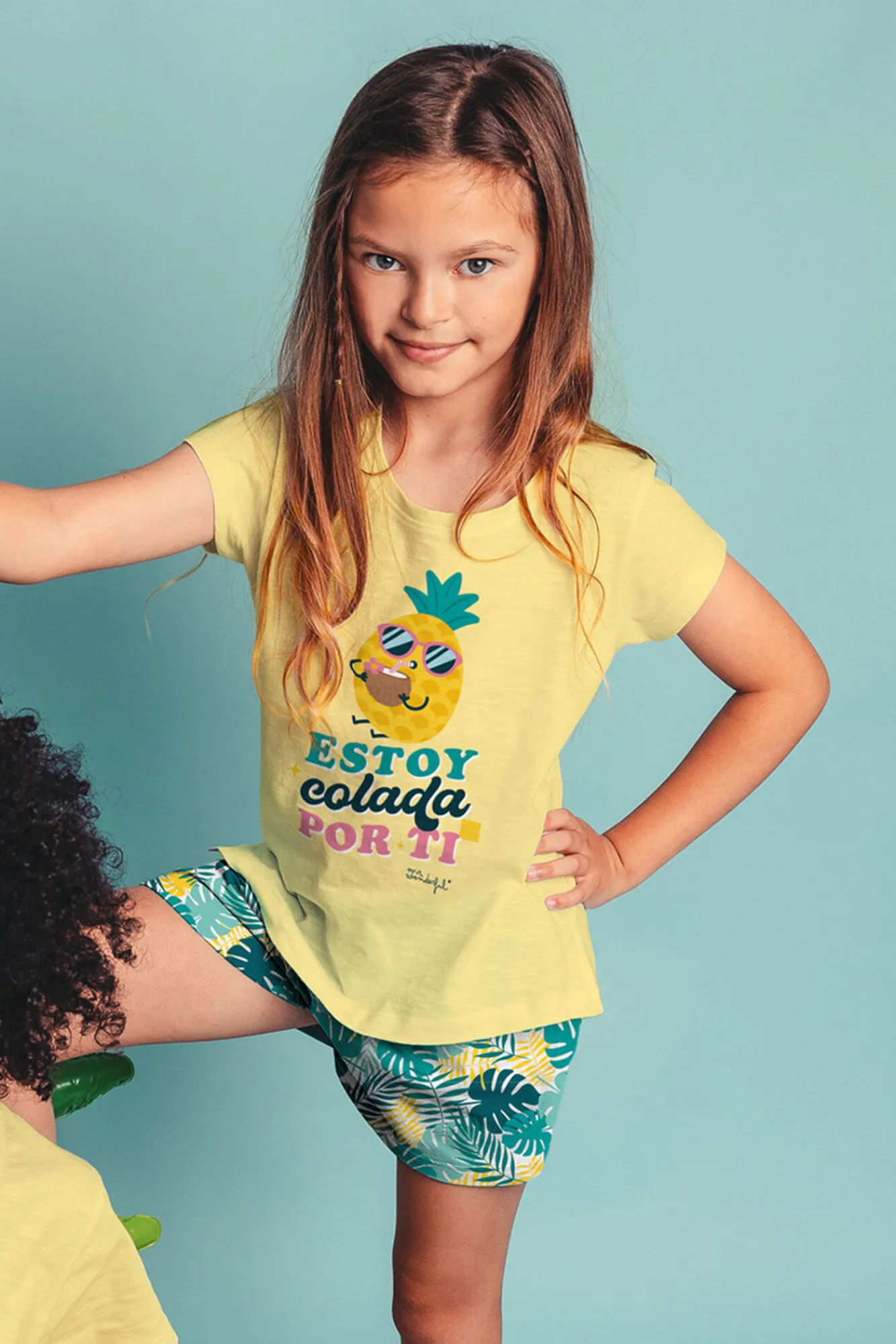 Crianças Admas MR WONDERFUL Pijama Manga Corta Piña para Niña