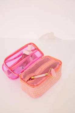 Women'secret Neceser mediano doble rafia rosa