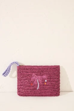 Women'secret Neceser pequeño rafia estampado morado