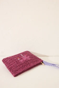 Women'secret Neceser pequeño rafia estampado morado