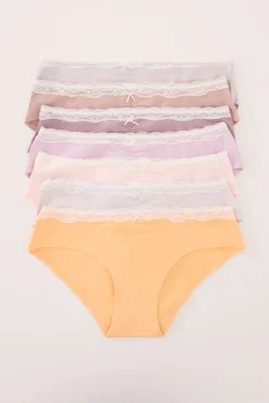 Women'secret Pack 7 bragas anchas algodón mix colores encaje