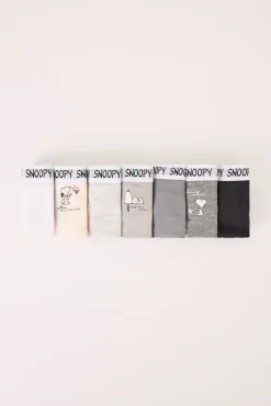 Women'secret Pack 7 bragas anchas algodón multicolor Snoopy