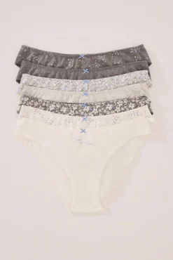 Women'secret Pack 7 bragas clásicas algodón gris blanco