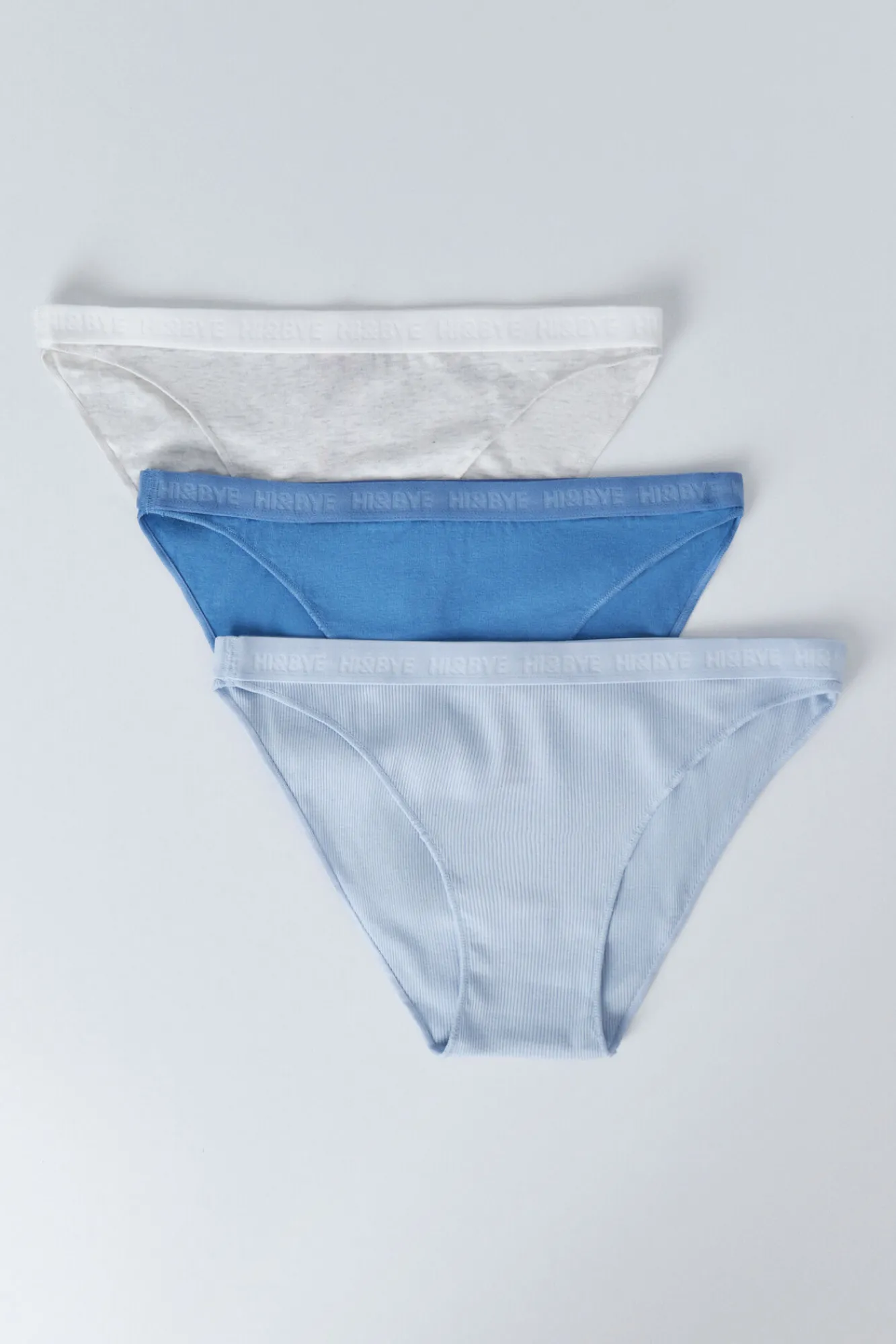 HI&BYE Pack 3 bragas clásicas azul, gris, azul claro