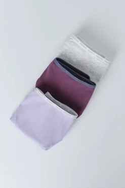 HI&BYE Pack 3 bragas clásicas morado, rosa, gris